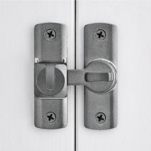Miniatura 6 de 3 Paquetes Cerradura Gris para Puerta de Granero con Giro de 90/180 Grados, Protege la Privacidad - Pestillo de Seguridad para Puerta, Herrajes