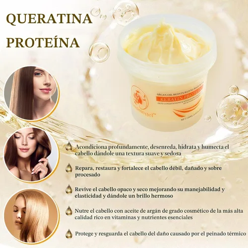 Miniatura 4 de Máscara de cabello de colágeno, máscara de cabello con aceite de argán de reparación profunda y acondicionador para el tratamiento del cabello