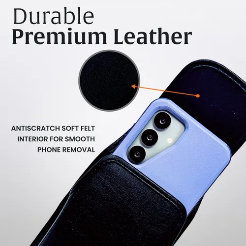 Miniatura 4 de Turtleback Funda de cuero de alta calidad para Samsung Galaxy S25-S20 – Soporte de cinturón de teléfono negro para viajes a prueba de golpes, fundas