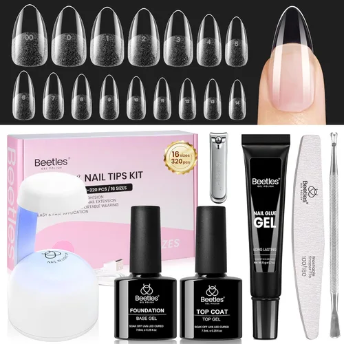 Miniatura 24 de Beetles - Kit de extensión de uñas de gel fácil con 500 puntas de uñas en forma de ataúd 5 en 1, base de pegamento de uñas y lámpara LED innovadora