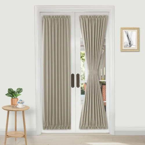 Miniatura 118 de DWCN Cortinas para puerta francesa: cortina térmica con bolsillo para barra para puertas con ventana de vidrio, puertas de cocina y patio