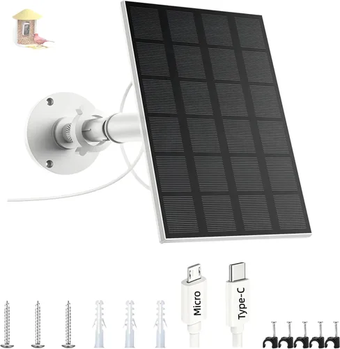 Panel solar para comedero de pájaros, fuente de alimentación continua de 3W con enchufe tipo C para cámara de comedero de pájaros