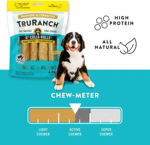 Miniatura 5 de TRURANCH Rollos de colágeno – Rollos de colágeno de 6 pulgadas para perros – Tratamiento para perros de larga duración para apoyo saludable