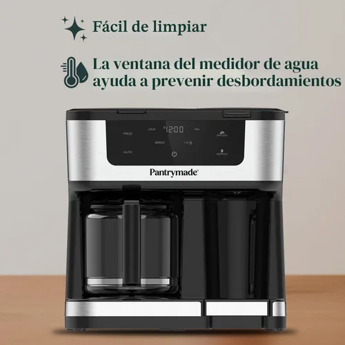 Miniatura 8 de Pantrymade Cafetera de doble preparación, jarra de vidrio de 12 tazas y combo K-Cup de una sola porción Cafetera con pantalla táctil programable
