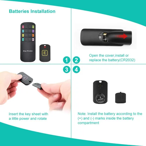 Miniatura 5 de Localizador de llaves, localizador inalámbrico de artículos RF con letras, localizador de llaves con sonido de pitido fuerte de 85DB y control