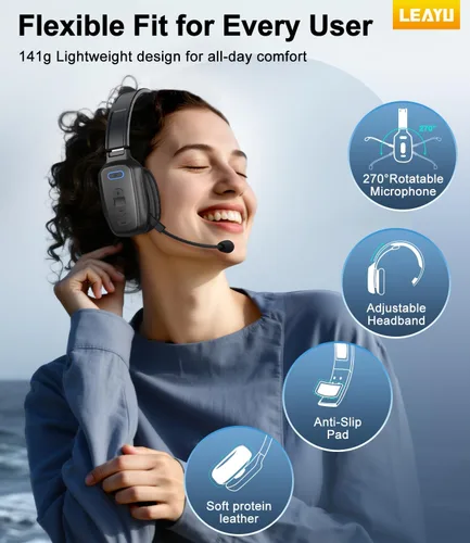 Miniatura 5 de Auriculares Bluetooth, 60 horas con cancelación de ruido AI V5.2 sobre la cabeza, auriculares inalámbricos de un solo oído con micrófono, botón