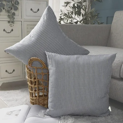 Miniatura 20 de CARRIE HOME Juego de 4 fundas de almohada a cuadros blancos y negros de 18 x 18 pulgadas para exteriores, decoración de granja a cuadros de búfalo