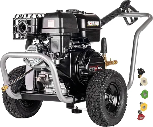 Simpson Cleaning Lavadora a presión de gas de 4400 PSI, lavadora a presión de 4.0 GPM para uso comercial, motor CRX, manguera trenzada de acero de