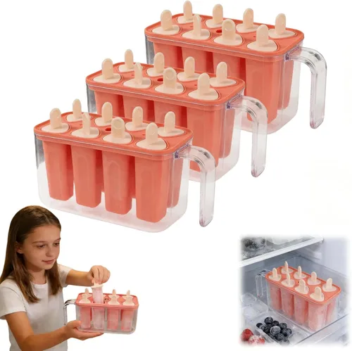 Miniatura 15 de 8 cavity Ice Pop Maker Mold Tray, Reusable Popsiclee Molds, Reusable Easy Release Ice Cream Container with Sticks for Yogurt Juice and DIY Chilled