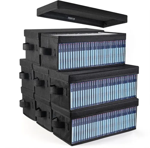 Miniatura 14 de UENTIP Cajas de almacenamiento para CD, paquete de 2 cajas de almacenamiento para DVD y CD con capacidad para 30 CD en estuches jewel completos, 60