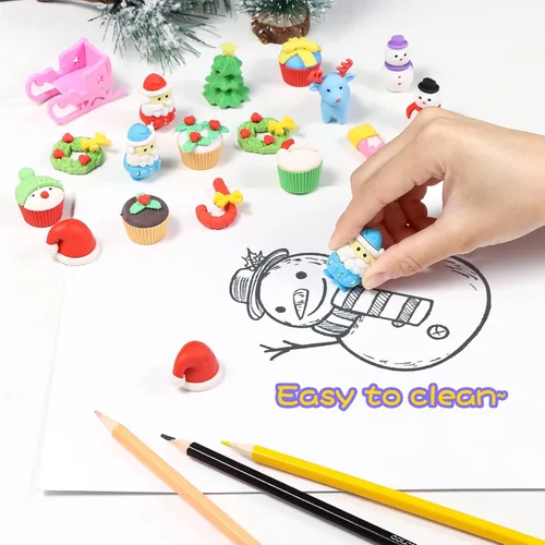Miniatura 2 de Kleeblatt Borradores de Navidad ensamblables 3D, 45 unidades, Papá Noel, reno, muñeco de nieve, árbol de Navidad, regalos creativos para niños
