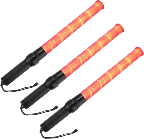 Miniatura 9 de PATIKIL Varitas de tráfico de 21 pulgadas, 3 unidades, 2 modos intermitentes, luz de advertencia LED, controlador de señal policial con cordón