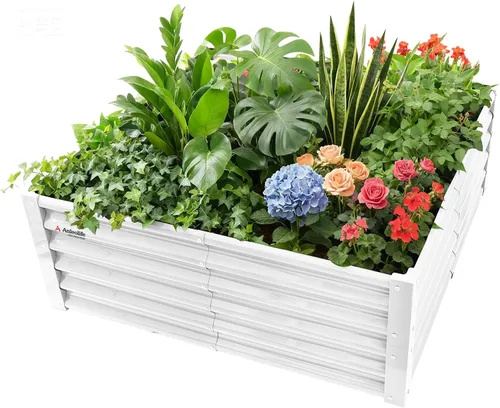 Miniatura 9 de A ANLEOLIFE Paquete de 2 camas de jardín elevadas galvanizadas de 3 pies x 24 pulgadas de alto para exteriores, jardinera redonda de metal