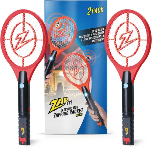 Miniatura 18 de Zap It Bug Zapper - Raqueta mata mosquitos recargable de 4000 voltios, cable de carga USB, Paquete de 2 Amarillo