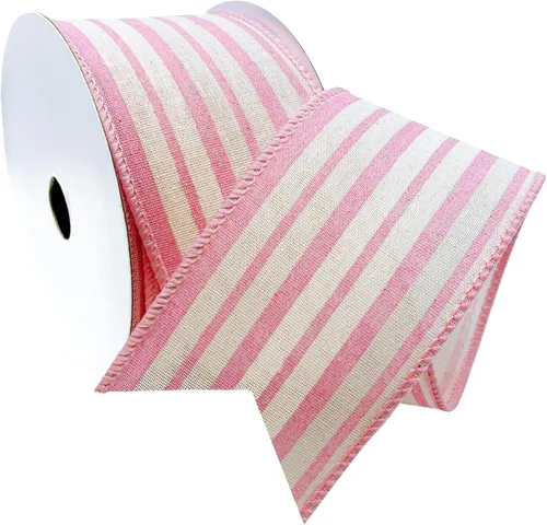 Miniatura 9 de Morex Ribbon Cinta de rayas de cabaña de lino con cable, 1.5 pulgadas por 10 yardas, verde manzana, 7579.40/10-550