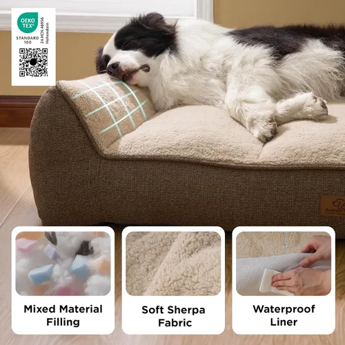 Miniatura 5 de Bedsure Cama ortopédica para perros de tamaño mediano, camas extra gruesas de apoyo para perros medianos con funda impermeable lavable, cómodo sofá
