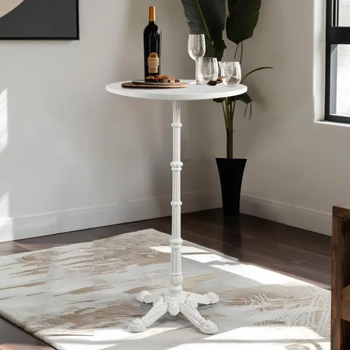 Miniatura 9 de Mesa de bar de 43.3 pulgadas de alto, moderna mesa de pub bistró, mesa redonda de cóctel para 2-3 personas, mesas de café de altura de bar Negro mate