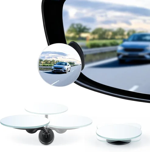 Miniatura 14 de LivTee Espejo de punto ciego para vehículo, con forma de ventilador asimétrico, vidrio HD sin marco, espejo retrovisor convexo con gran ángulo