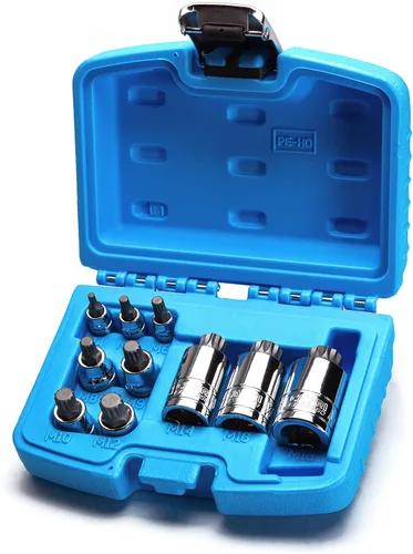 Miniatura 10 de Capri Tools XZN Juego de Puntas de Vaso con Estriado Cuadrado Triple, Métrico, 10 Piezas