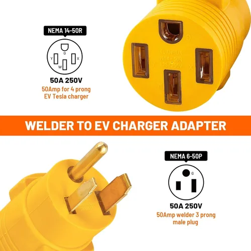 Miniatura 2 de MECMO Adaptador NEMA 14-50 para cargador móvil Tesla Gen 2, adaptador inteligente 14-50P, conector móvil Gen II, enchufe de soldador de 3 clavijas