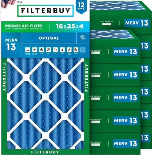 Miniatura 23 de Filterbuy Filtro de aire de 8 x 14 x 1 pulgadas MERV 13 de defensa óptima (paquete de 12), filtros de aire de repuesto plisados HVAC para calderas