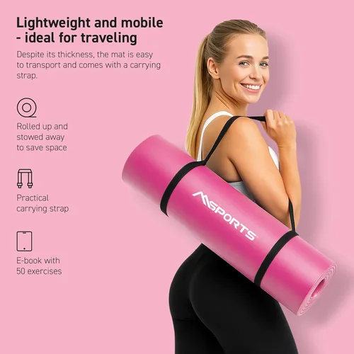 Miniatura 3 de MSPORTS Esterilla de yoga premium antideslizante gruesa – Esterilla de ejercicios extra cómoda para entrenamientos en casa, pilates, estiramiento