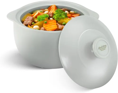 Minh Long 2.99 litros Olla de arcilla de porcelana para cocinar, cacerola con tapa, ollas de arcilla para cocinar, hornos holandeses para guisos,