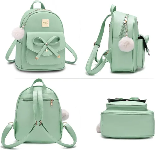 Miniatura 29 de ZGWJ Mini mochila de cuero con moño, mochila pequeña, linda mochila casual de viaje para niñas y mujeres, M, Mochilas tipo mochila