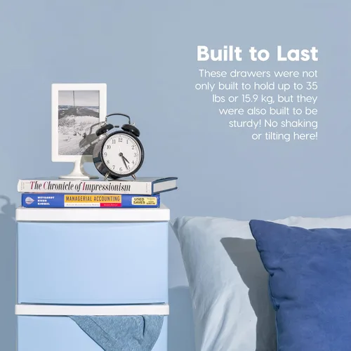 Miniatura 8 de IRIS USA Organizador de almacenamiento de cajones de plástico, 4 cajones, para suministros de arte del aula, baño, dormitorio universitario, Azul