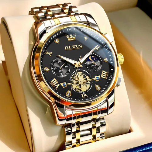 Miniatura 2 de OUPINKE Mens Watches Fashion Sport WristWatches Multifunction Chronograph Analog Quartz Luminous Waterproof Calendar Stainless Steel Bracelet