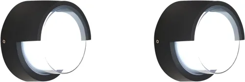 Miniatura 9 de Foco de pared moderno para exteriores - Lámpara de pared redonda impermeable para jardín/patio - Luz fría de 6500K 3000K-2 Pack - Negro