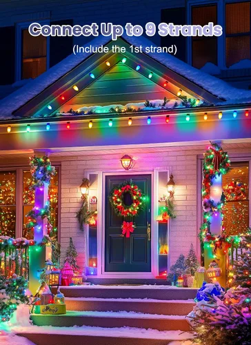 Miniatura 4 de Luces LED vintage C9 de Navidad para exteriores, luces de cadena C9 de 150 pies con 75 bombillas C9 irrompibles, luces comerciales impermeables