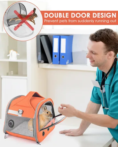 Miniatura 3 de Bissap Bolsa de transporte portátil para conejillos de indias, bolsa portátil para animales pequeños para hámster, chinchilla, conejo, jerbo, erizo