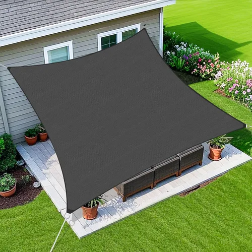 Amagenix Vela de Sombra Solar 16'X16' Borde Curvado Toldo de Sombra Exterior Gris Oscuro Transpirable 95% Bloqueo UV Tela de Sombra para Patio
