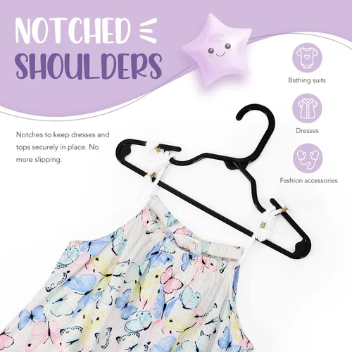 Miniatura 4 de HOUSE DAY Perchas de plástico para bebé, paquete de 20, perchas de plástico duradero para ropa de bebé, perchas delgadas y compactas para niños