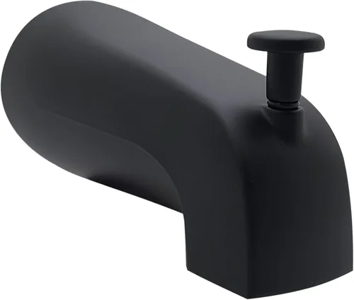 Westbrass A531D-1F-62 Caño de bañera de montaje en pared de 5-1/4 pulgadas con desviador delantero, zinc, negro mate