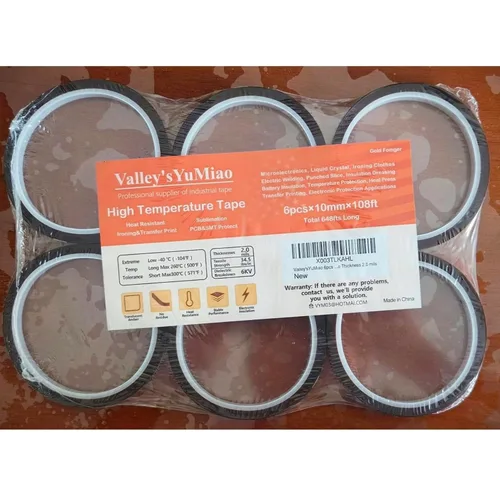 Miniatura 7 de Valley'sYuMiao 6 rollos, 0.394 in × 108 pies, cinta térmica para sublimación, vinilo de transferencia de calor, resistente al calor, impresión