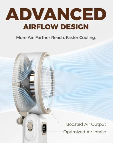 Miniatura 3 de Diveblues Ventilador turbo portátil, ventilador de mano de 100 velocidades con fuerte flujo de aire, ventilador personal plegable 4 en 1 para Paseo