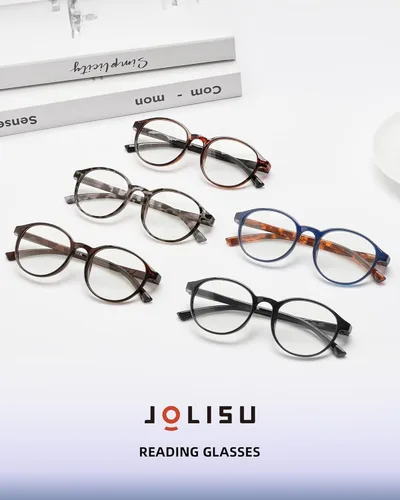 Miniatura 5 de JOLISU - Paquete de 5 lentes de lectura para mujeres, lentes de computadora con bloqueo de luz azul, bisagra de resorte