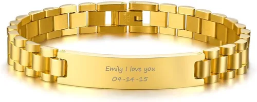 Miniatura 20 de VNOX - Pulsera de metal personalizada para parejas, joyería de metal y acero inoxidable, regalo para aniversario, 8.3 pulgadas