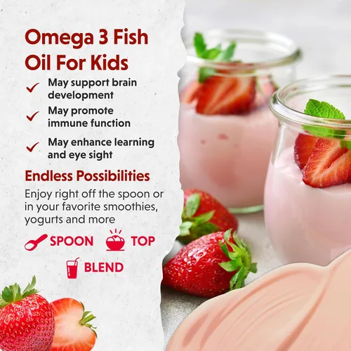 Miniatura 4 de Barlean's Omega Pals Sensational Straw-Nana saborizado Omega-3 para niños, delicioso suplemento de aceite de pescado líquido para niños con 1,483 mg