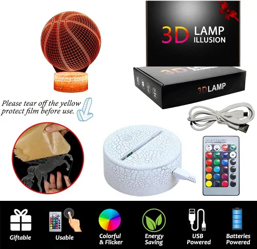 Miniatura 5 de Luz nocturna de baloncesto, lámpara de ilusión LED 3D con control remoto y cable USB, luces intercambiables de 16 colores, el mejor regalo