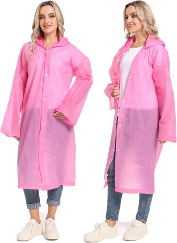 Miniatura 70 de 2 abrigos de lluvia de Borogo para adultos, chaquetas de lluvia reutilizables para hombres y mujeres