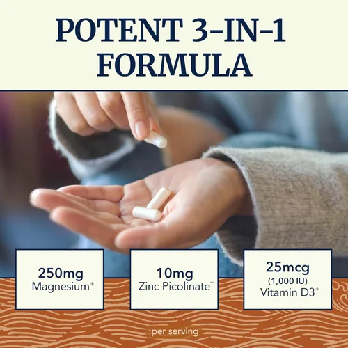 Miniatura 2 de Magnesio Zinc y Vitamina D3 Complejo de 260MG Citrato Mag de alta absorción, glicinato y malato Soporte para la salud muscular, función