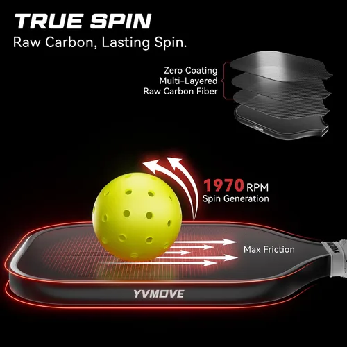 Miniatura 5 de Pickleball Paddles USAPA Approved Raw Carbon Fiber Face Max Control & Effortless Power 16MM Core Anti-Shock Intermediates to Pros
