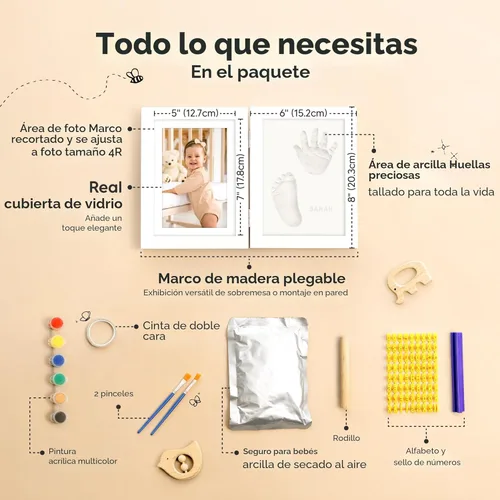 Miniatura 2 de KeaBabies Kit personalizado de manos y huellas para bebé, arcilla de secado rápido, kit de pies de recuerdo y huellas de manos para recién nacidos
