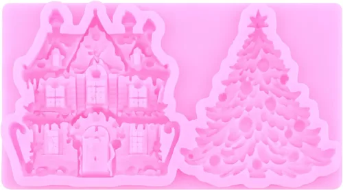 Miniatura 4 de Mujiang Moldes de silicona de muñeco de nieve de Navidad, molde 3D para castillo de Navidad, moldes de chimenea para decoración de pasteles
