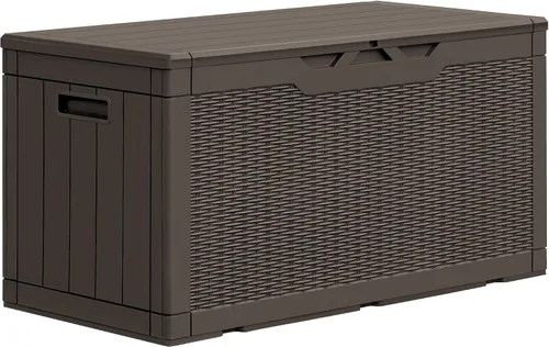 Miniatura 11 de GUNJI Caja de resina de 100 galones con cojín, caja de almacenamiento grande resistente a la intemperie al aire libre, contenedor de almacenamiento