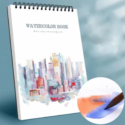 RGBMIX Cuaderno de acuarela de 8 x 11 pulgadas, 140 libras/300 gsm, 24 hojas, diseño en espiral, páginas sin deshilachar, papel de prensa en frío,