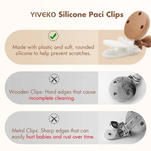 Miniatura 3 de Clips para chupete de silicona para bebés para niños y niñas, clips de una pieza para bebés, clips para chupete YIVEKO con flores, 3